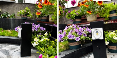 融合自然與科技，打造溫馨花園，插座柱為您帶來便利